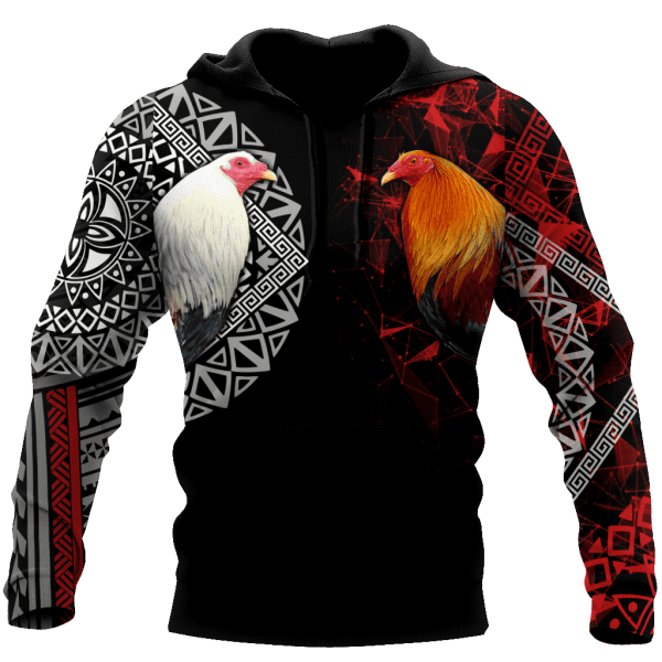 Mexican Black And White Rooster With Red And Yellow Rooster 3D Printed Unisex Hoodie