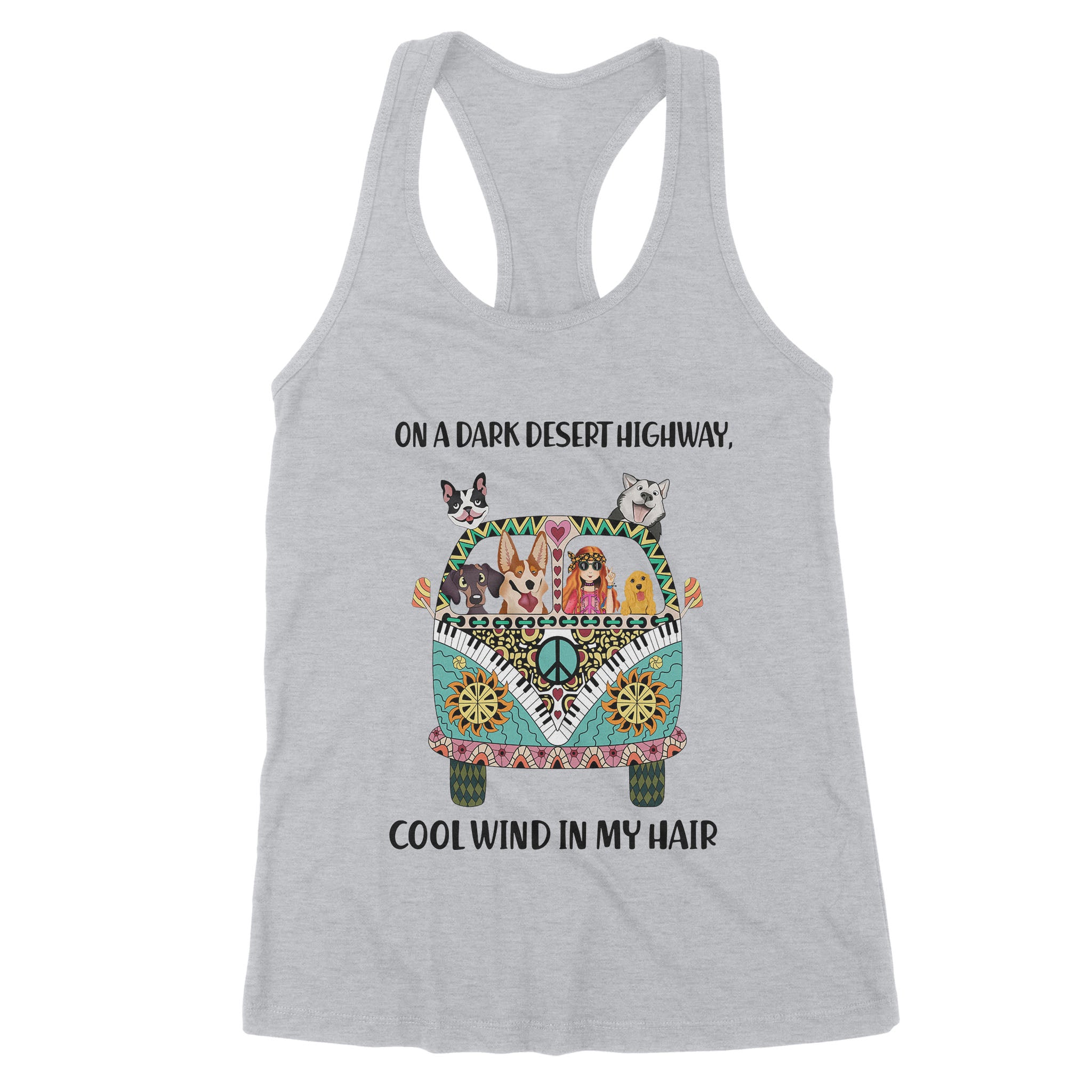 Volkswagen Hippie Dogs On A Dark Desert Highway Cool Wind In My Hair – Premium Women’s Tank