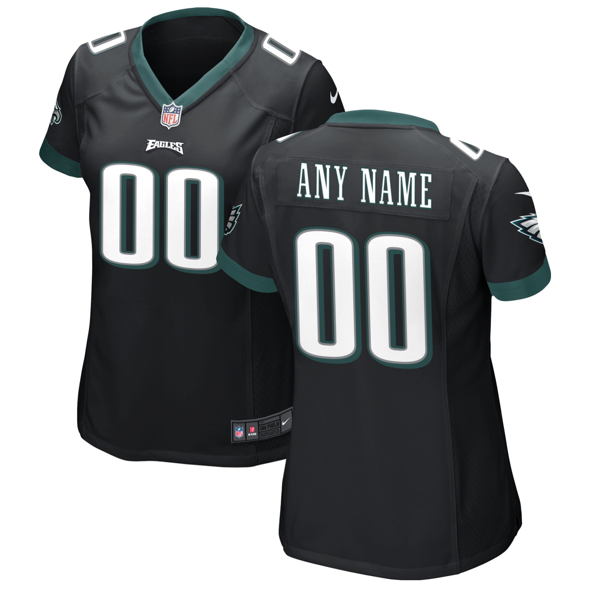 Women’s Black Philadelphia Eagles Alternate Custom Game Jersey