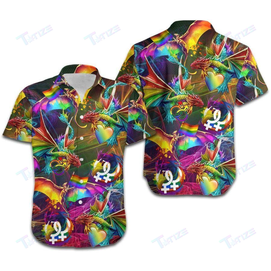 Hawaii Aloha Shirts Lgbt Dragon Rainbow All Over Printed Hawaii Shirt Size S Ha103031