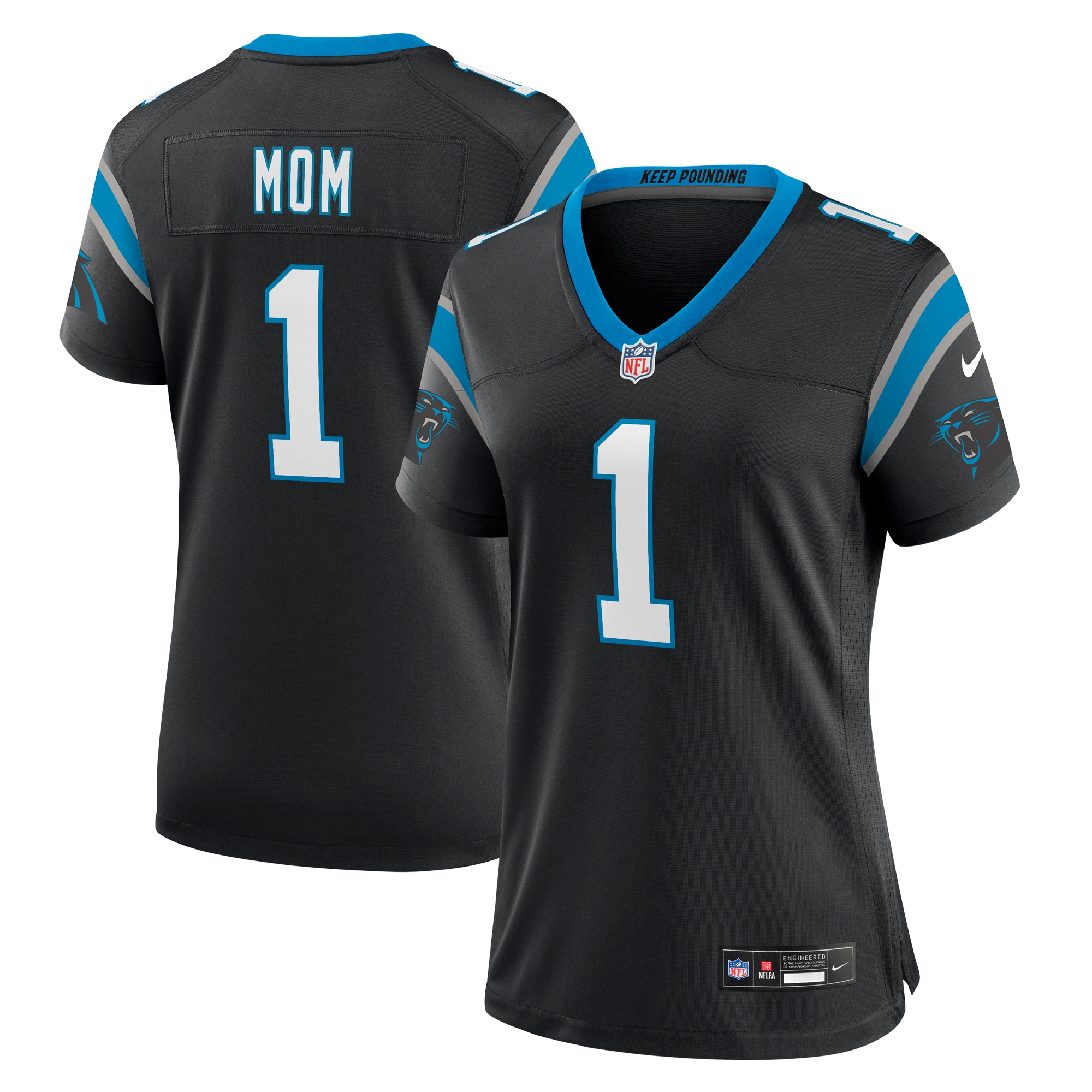 Number 1 Mom Carolina Panthers Women's Game Jersey – Black