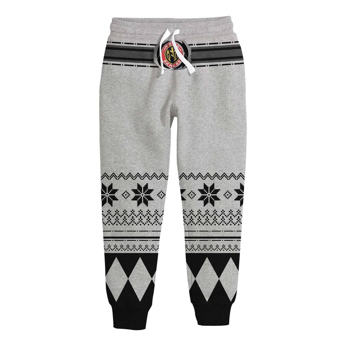 3D Mighty Morphin Power Ranger White Ugly Christmas Custom Kid Sweatpants