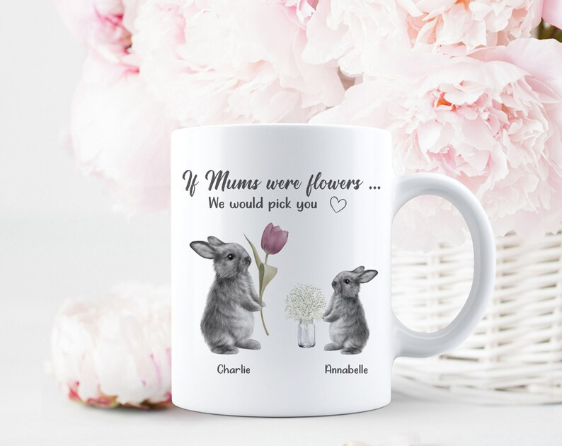 Personalized Mothers Day Mug, Gift For Mom From Daughter/ Son,Rabbit Mum Coffee Mug