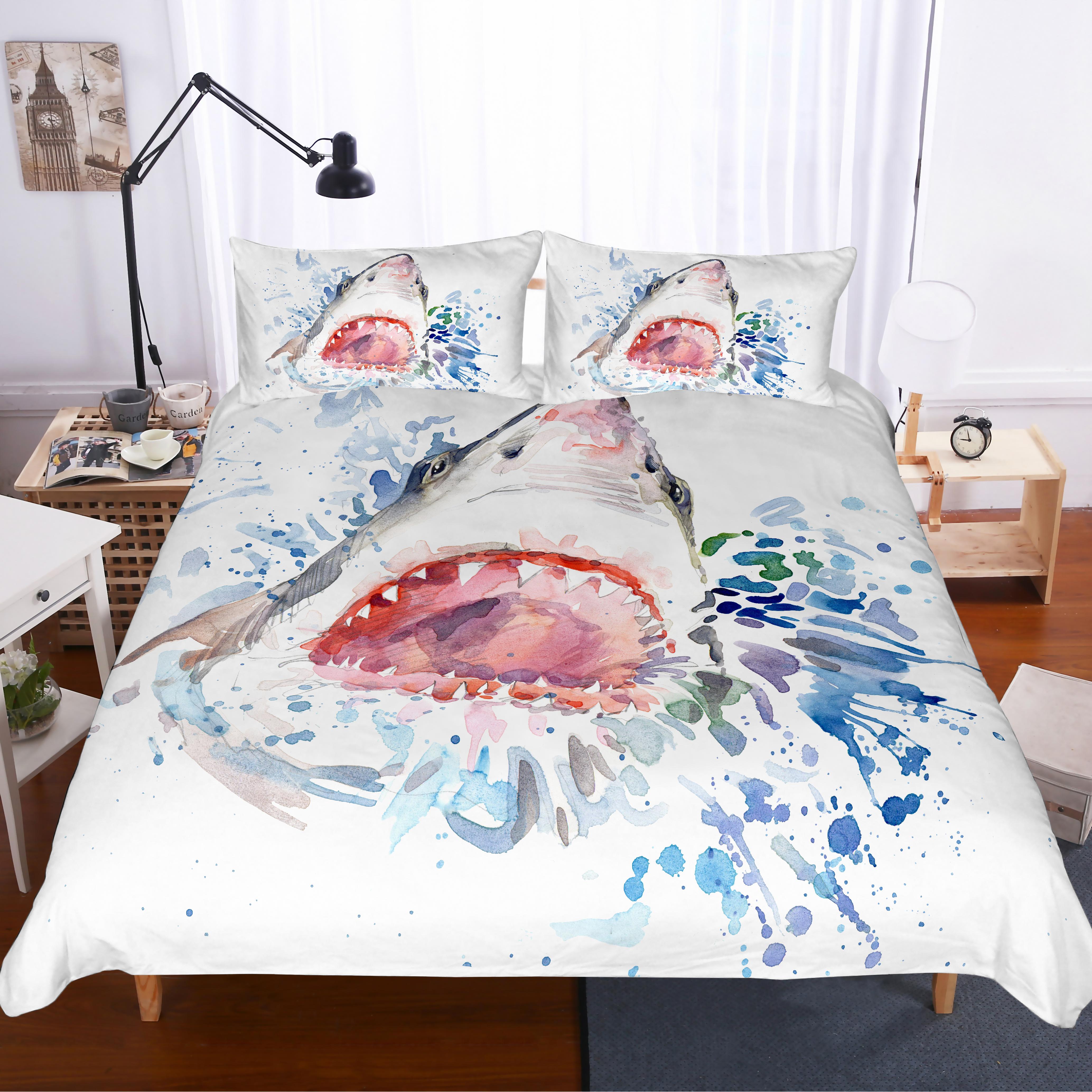 3D Shark Quilt Cover Set Bedding Set Pillowcases 120