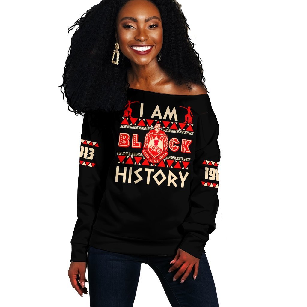 Sorority Sweatshirt – I Am Black History Delta Sigma Theta Off Shoulder