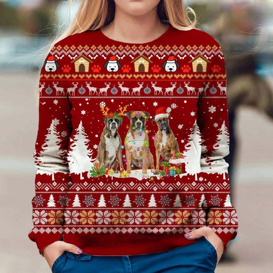 Boxer Christmas – Ugly Christmas Sweater – 3D Sweater