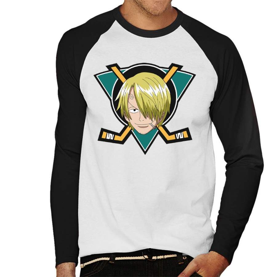 Vinsmoke Sanji Mighty Ducks One Piece Men’s Baseball Long Sleeved T-shirt