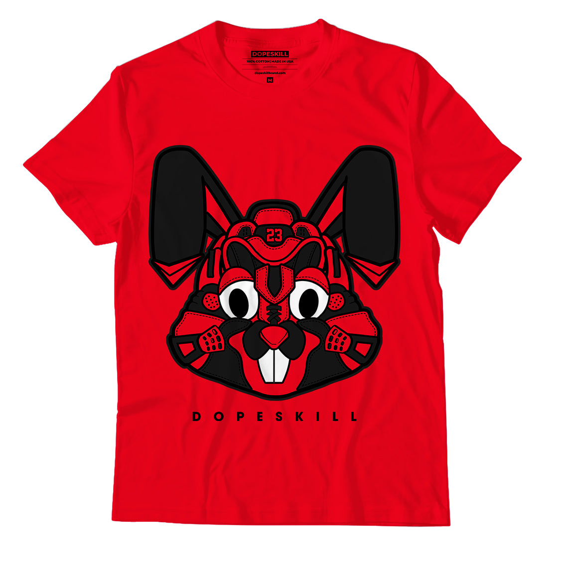 Jordan 4 Red Thunder Dopeskill Red T-Shirt Sneaker Rabbit Graphic