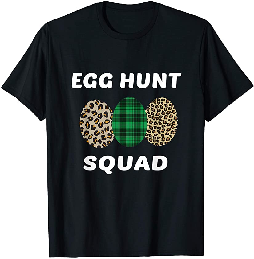 Egg Hunt Squad Easter Eggs Plaid Leopard Print T-Shirt