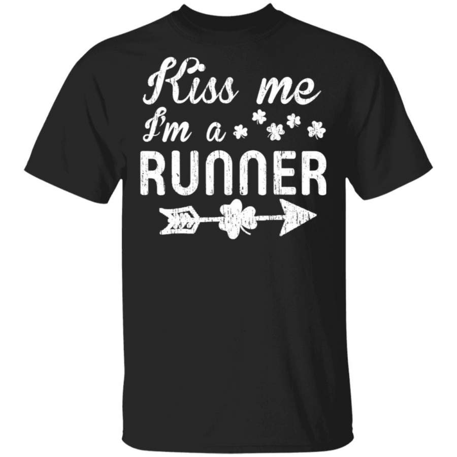 Vintage Kiss me i’m a Runner shamrock Fun St Patrick Day T Shirt Saint Paddys Patricks Tshirt Lucky Shirts Drink Green Beer Irish Gifts Funny Tee