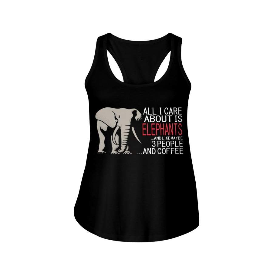 I Care About Elephant, Three People And Coffee Ladies Flowy Tank