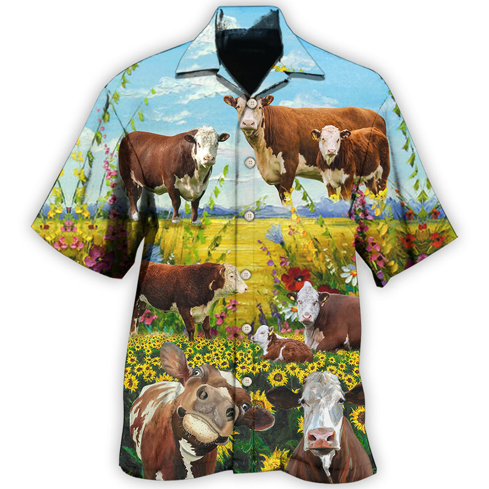 Hereford Cow Landscape Style Hawaii Shirt Ha107193