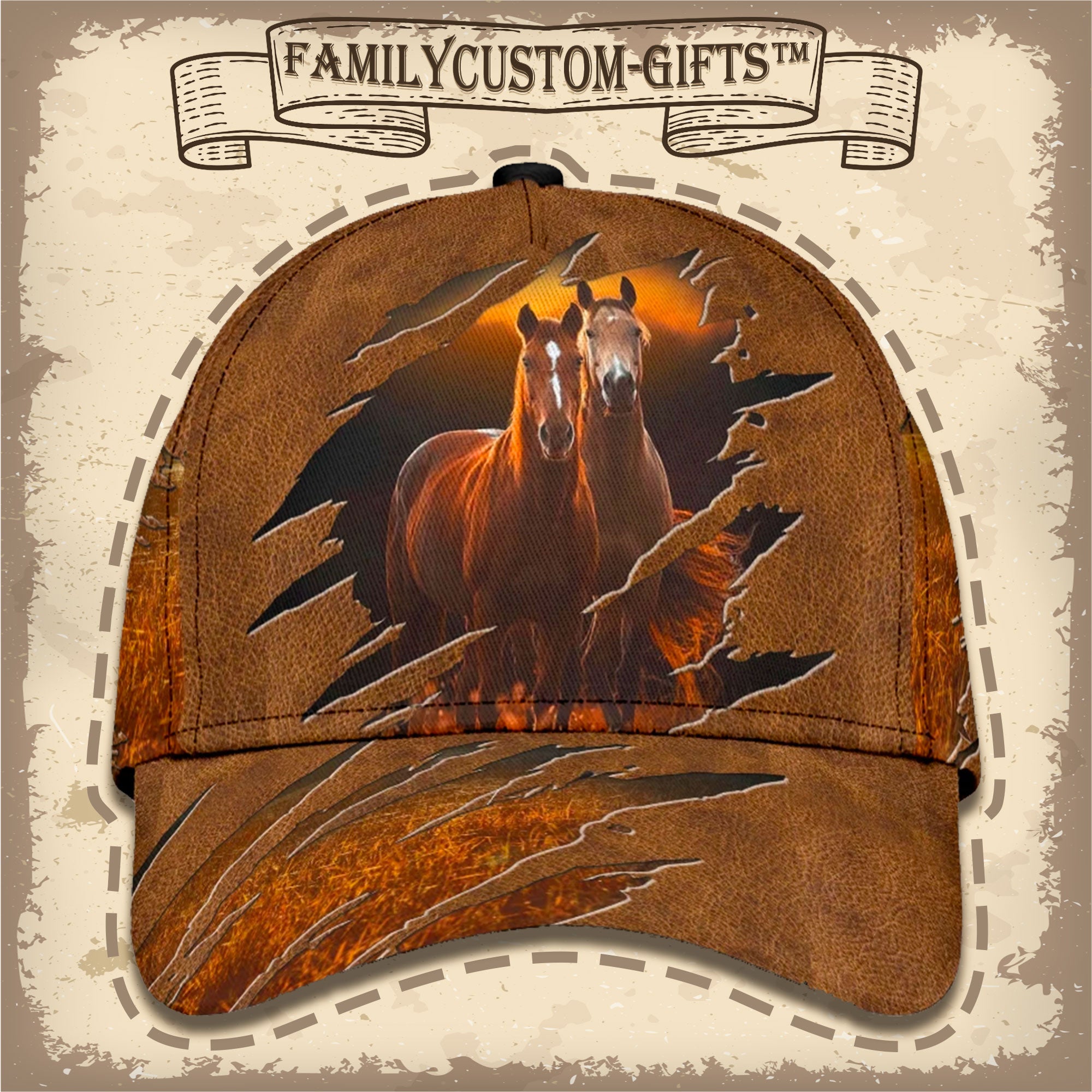 Couple Horse Custom Hats For Men & Women 3D Prints Personalized Baseball Caps