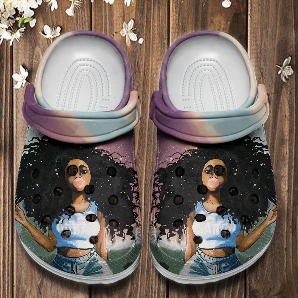 Pretty Teenage Black Girl Custom clogs Shoes Clogs Birthday Gift For Women Girl