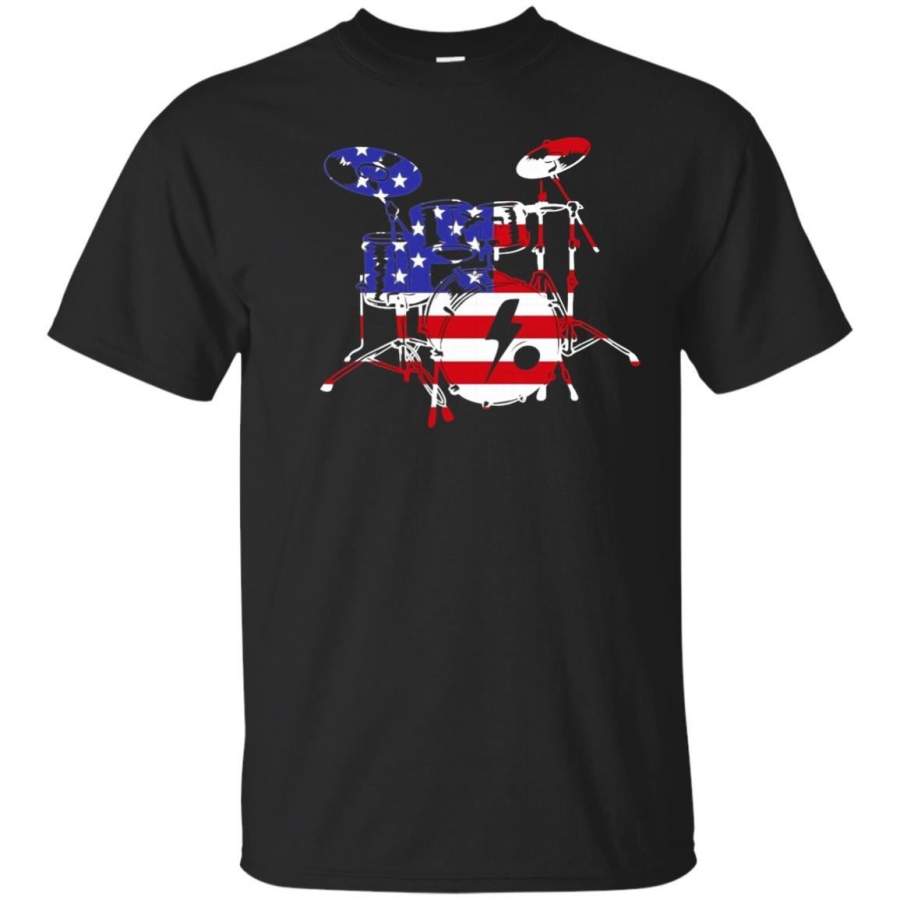 AGR Drummer Drums USA Flag Patriotic T-Shirt 4th Of July Gift