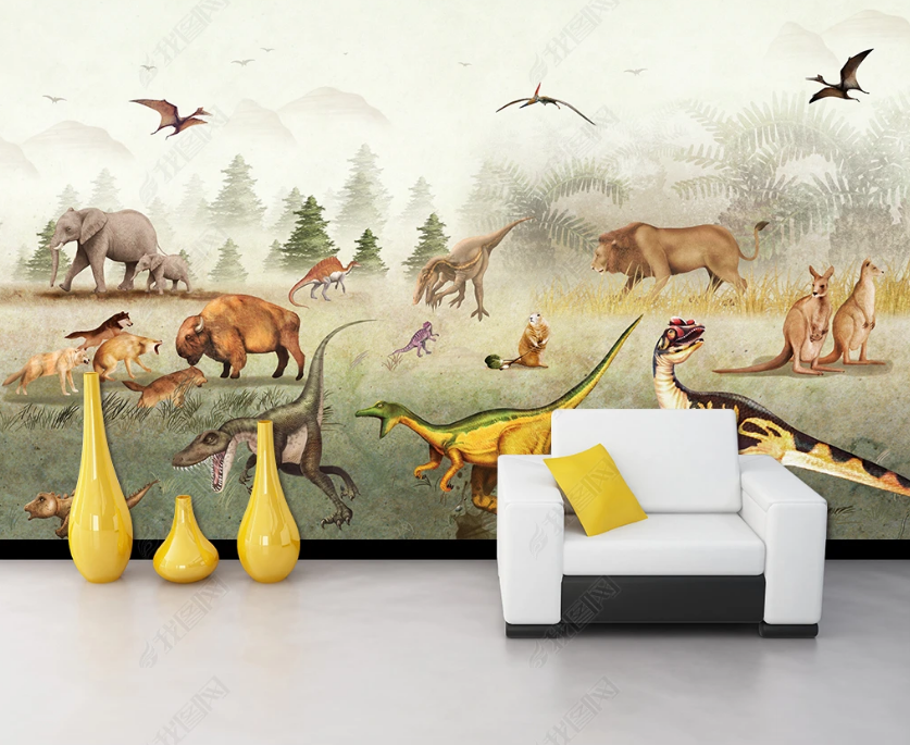 3D Ancient Forest Animal Dinosaur Wall Mural Wallpaper Lqh 220