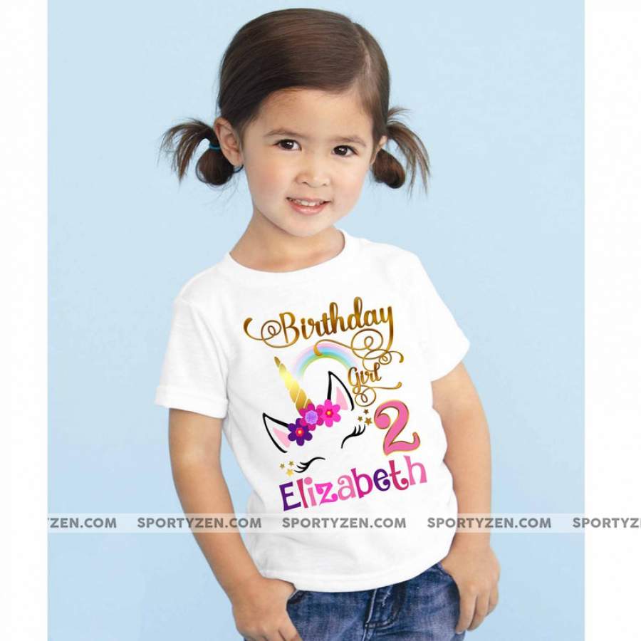 Customized Birthday Girl Family Unicorn T-shirt