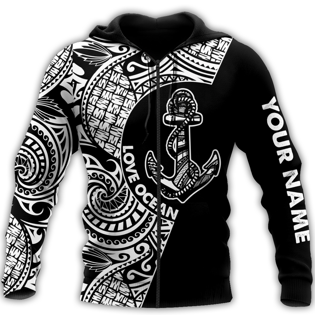 Amazing Polynesian Tattoo Anchor Personalized Unisex Deluxe Hoodie ML