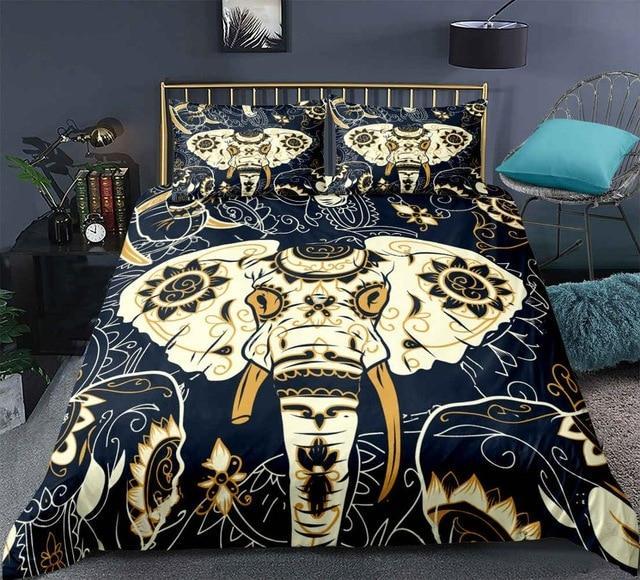 Bohemia Elephant 3 Pieces Quilted Comforter Set