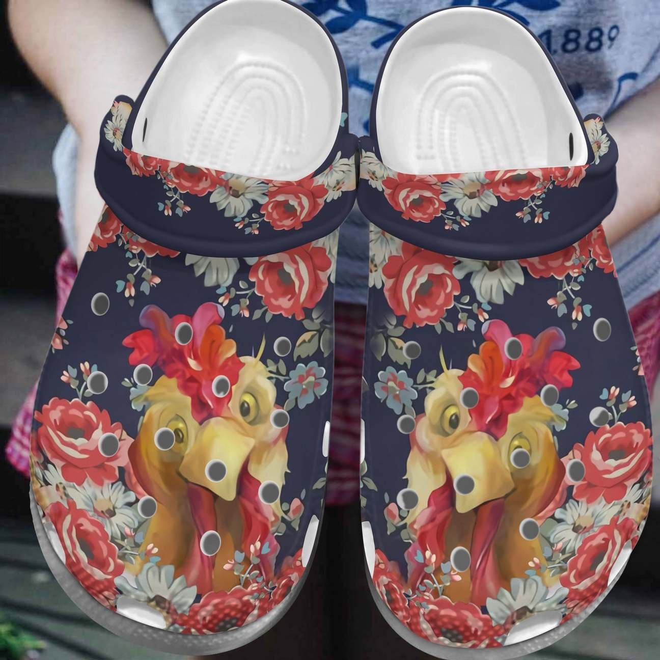 Chicken Personalized Clog, Custom Name, Text, Color, Number Fashion Style For Women, Men, Kid, Print 3D Floral Chicken