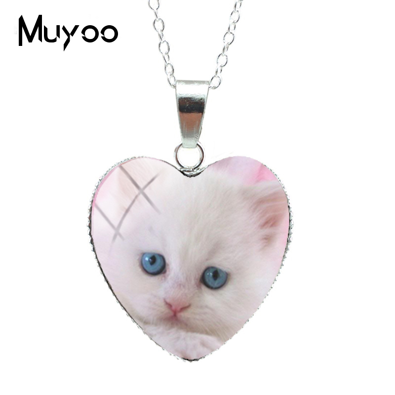 2022 New Lovely Cute Kitten Baby Little Cats Sweet Patterns Heart Pendants Cute Kittens Jewelry Fashion Chains Necklace HZ3 alx