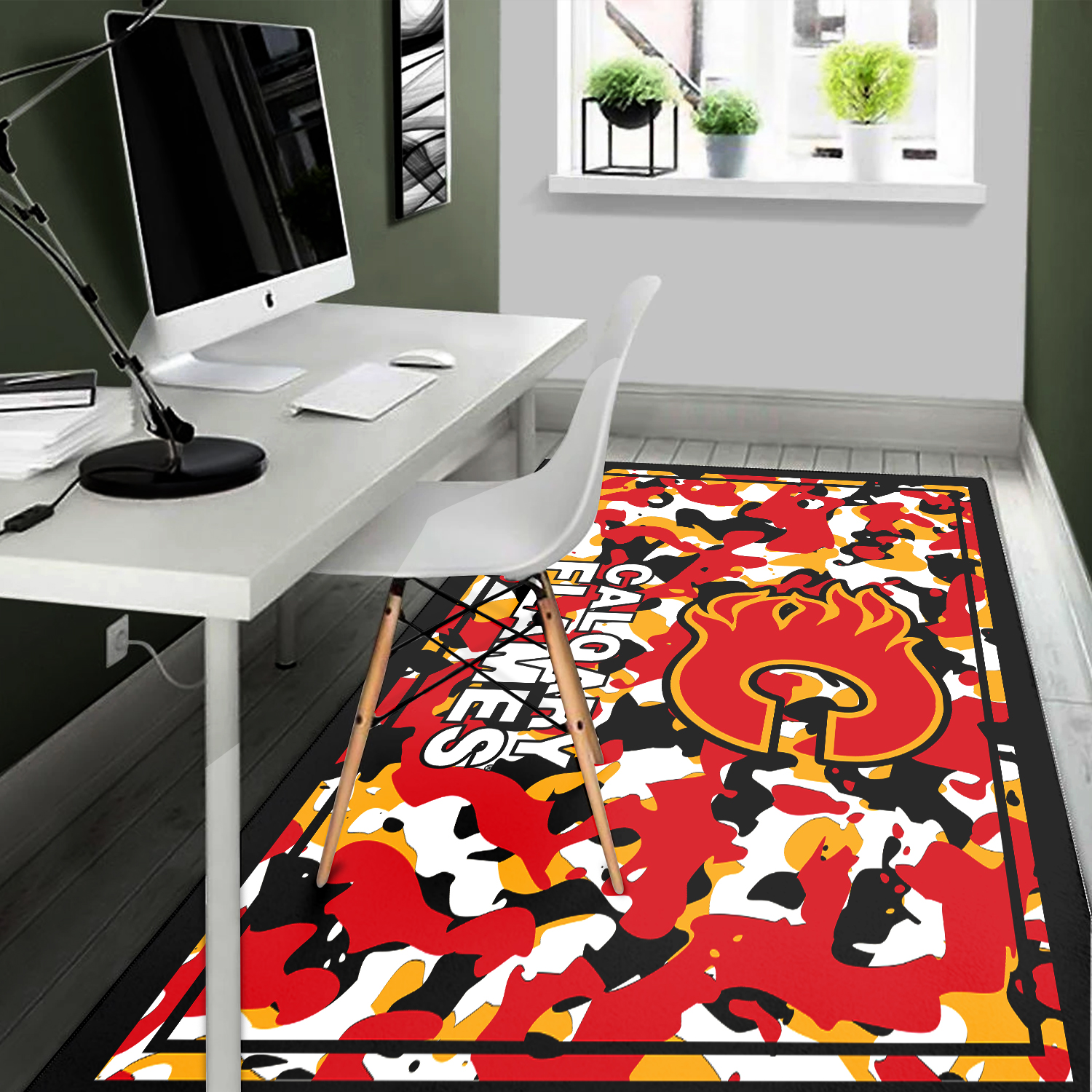 Calgary Flames Camouflage Area Rug