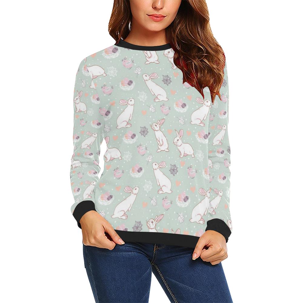 Rabbit Pattern Print Design Rb011 Women Long Sleeve Sweatshirt