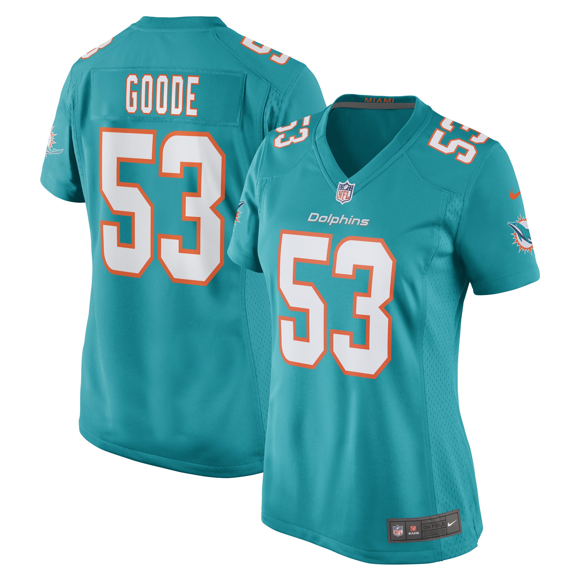 Cameron Goode Miami Dolphins Women's Game Player Jersey – Aqua