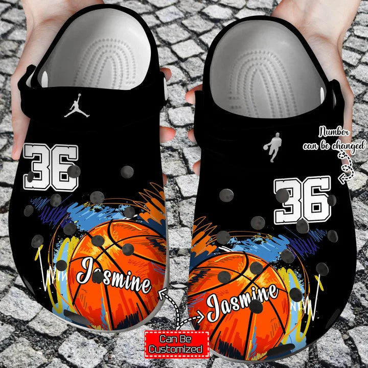 Crocss Shoes-Basketball Crocss Basketball Personalized Lover Black Clog Shoes