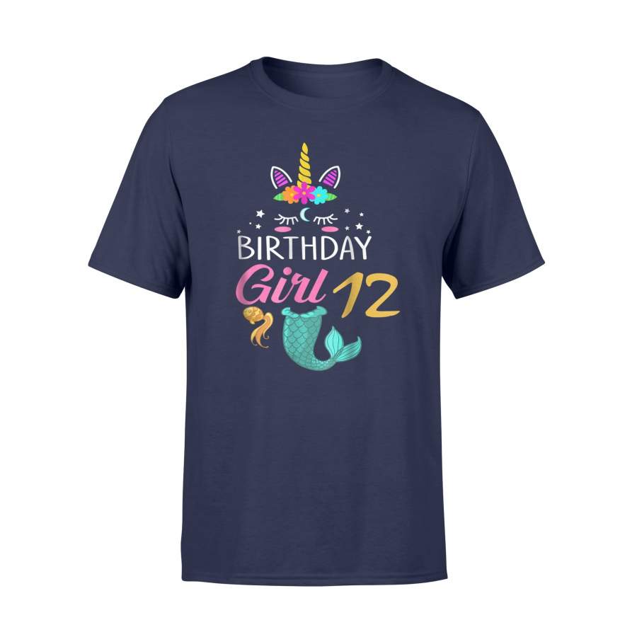 12th Birthday Girl Unicorn Mermaid 12th Years Old T Shirt