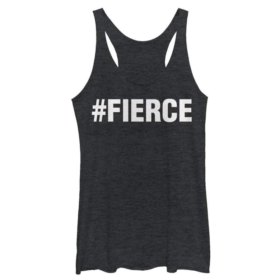 CHIN UP Women’s Hashtag Fierce  Racerback Tank Black Heather