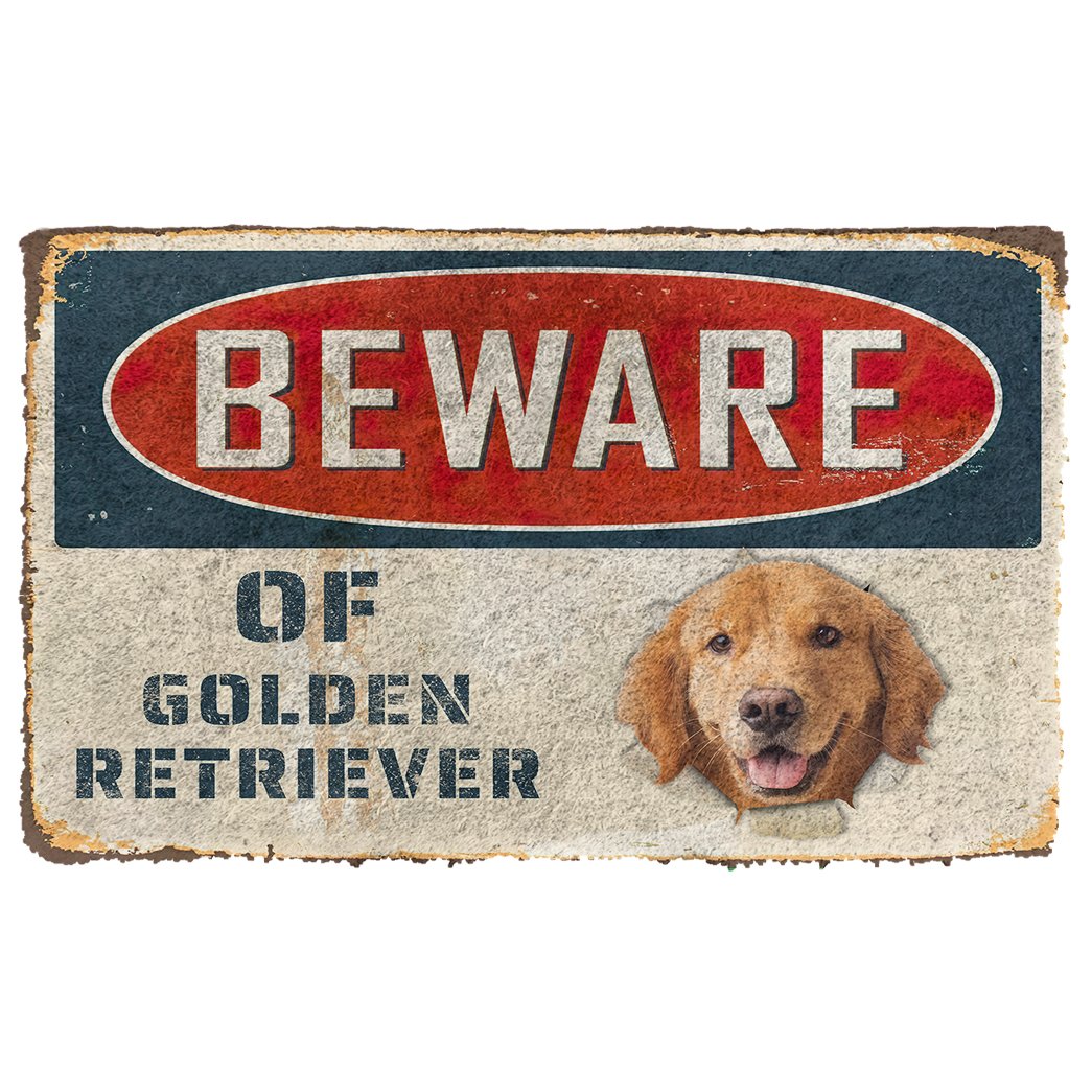 Gearhumans  Gearhuman 3D Beware Of Golden Retriever Custom Doormat