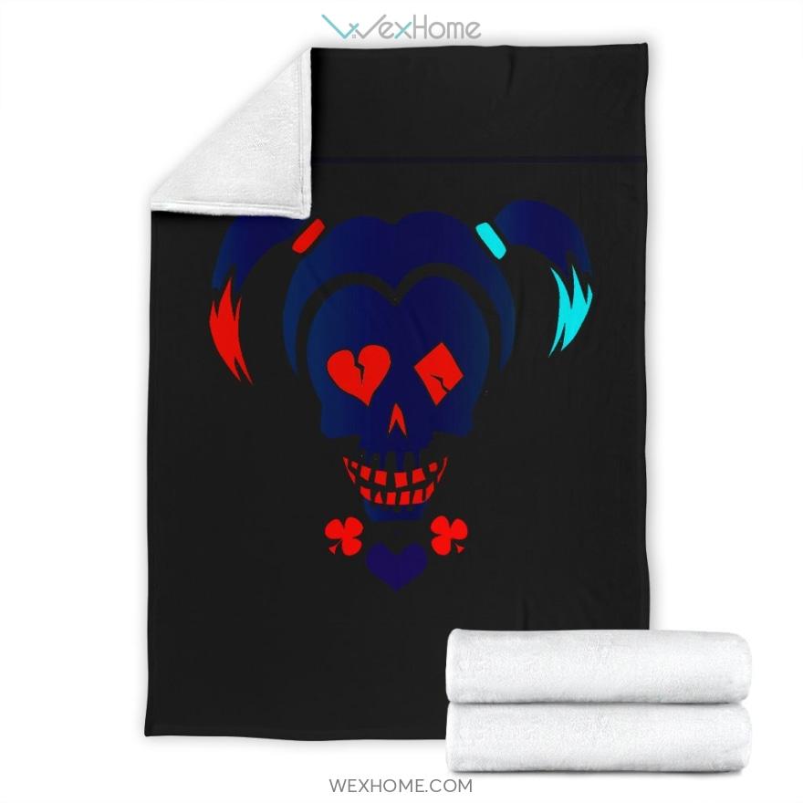 Harley Quinn Skull Card Game Premium Blanket