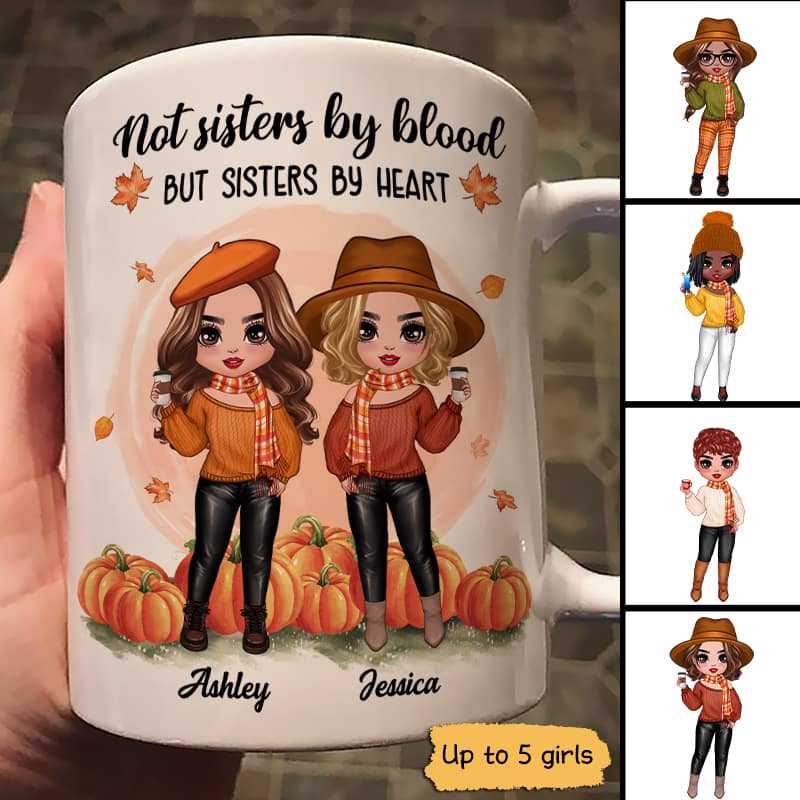 Standing Fall Season Doll Besties Best Friends Personalized Mug