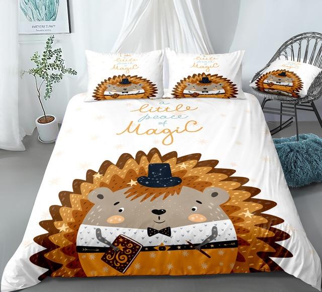 Cartoon Hedgehog 3 Pieces Quilted Comforter Set