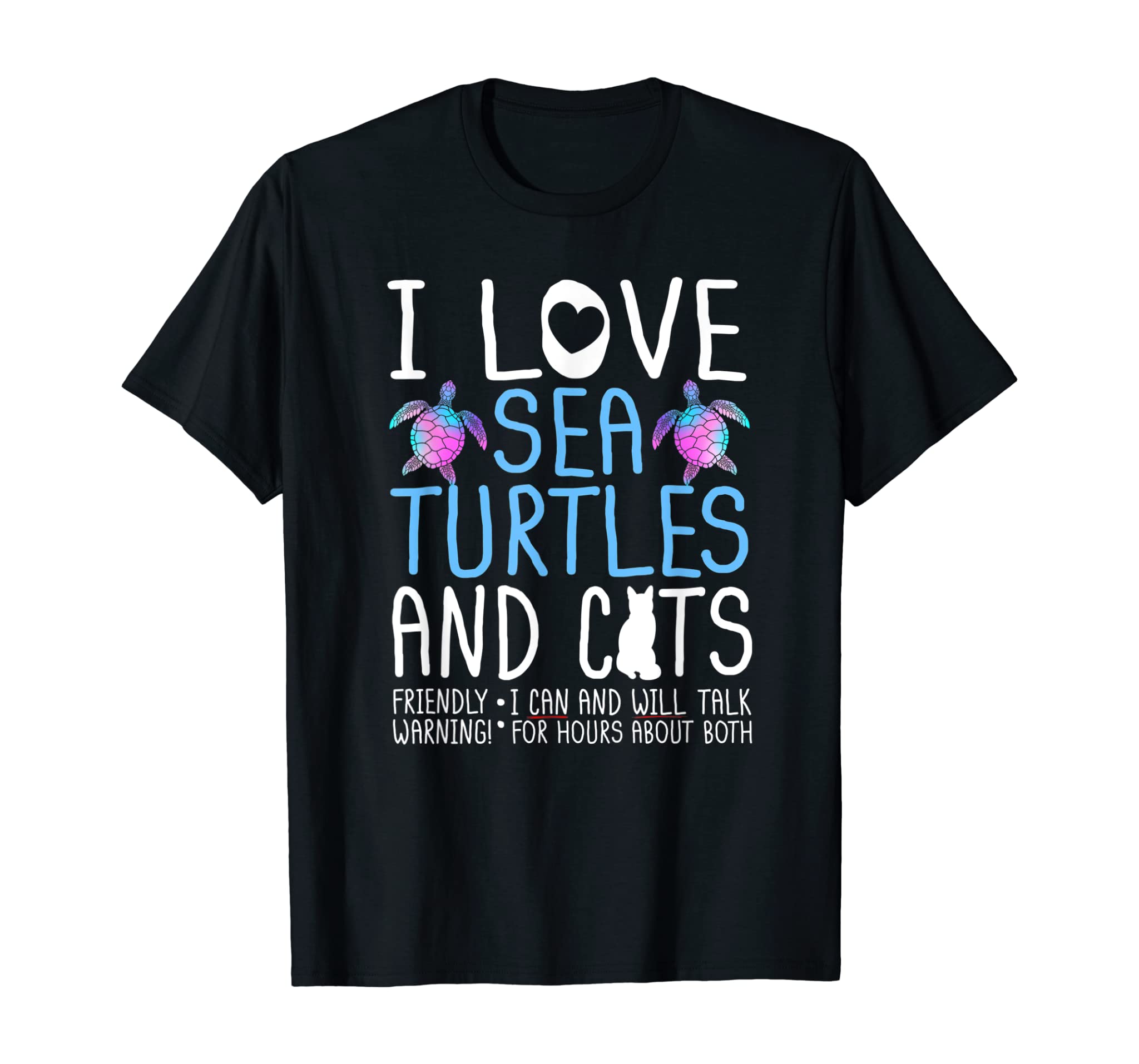 White Cat Shirt I Love Sea Turtles And Cats Cool Beach Gift