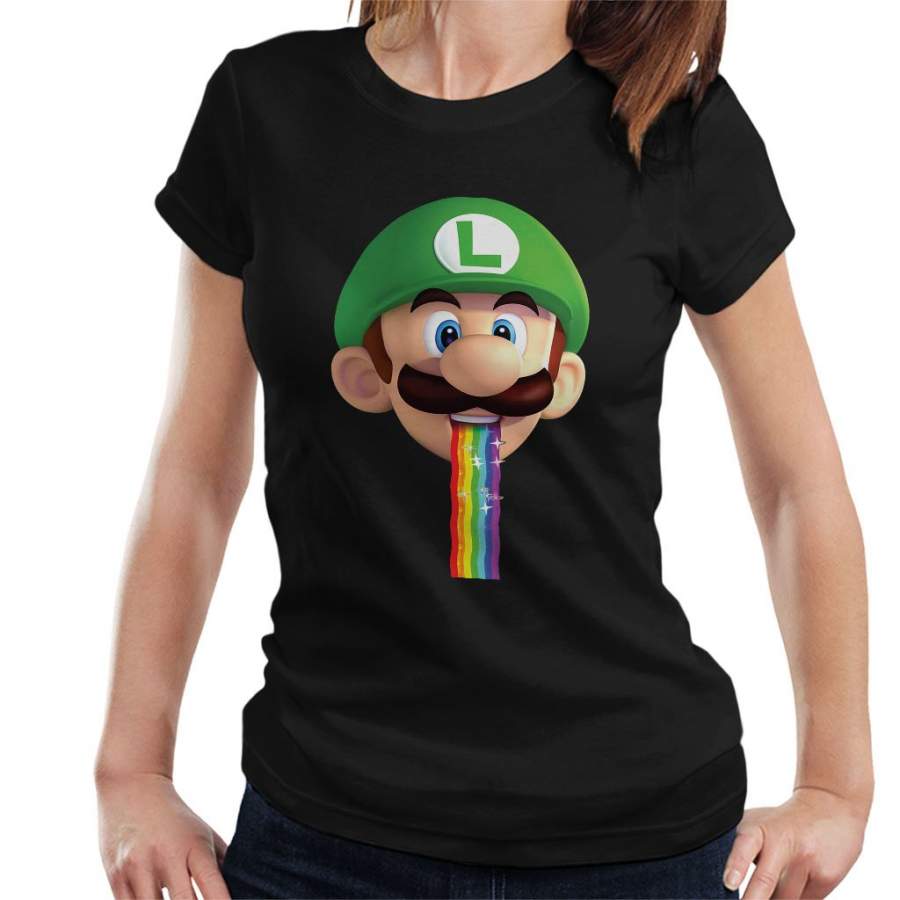 Super Mario Luigi Puking Rainbow Snapchat Filter Women’s T-Shirt