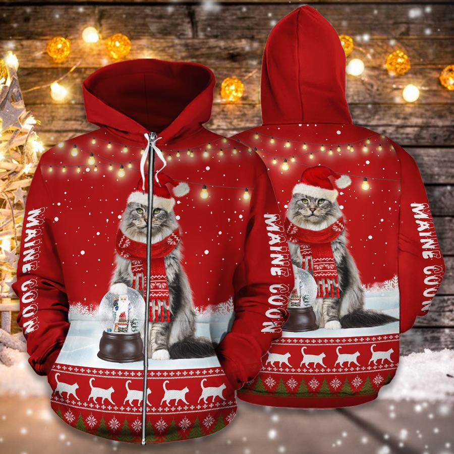 Maine Coon Cat Christmas Hoodie Tshirt Cat Shirts Cats Funny Tshirt ...