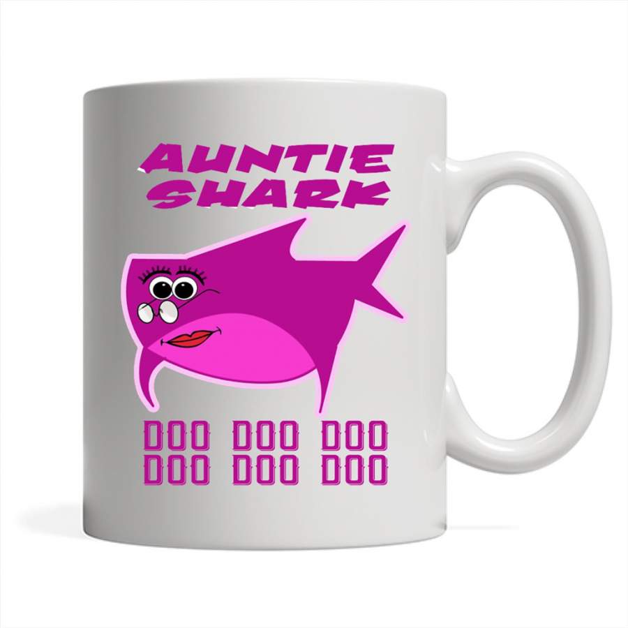 Auntie Shark Doo Doo Doo – Full-Wrap Coffee White Mug