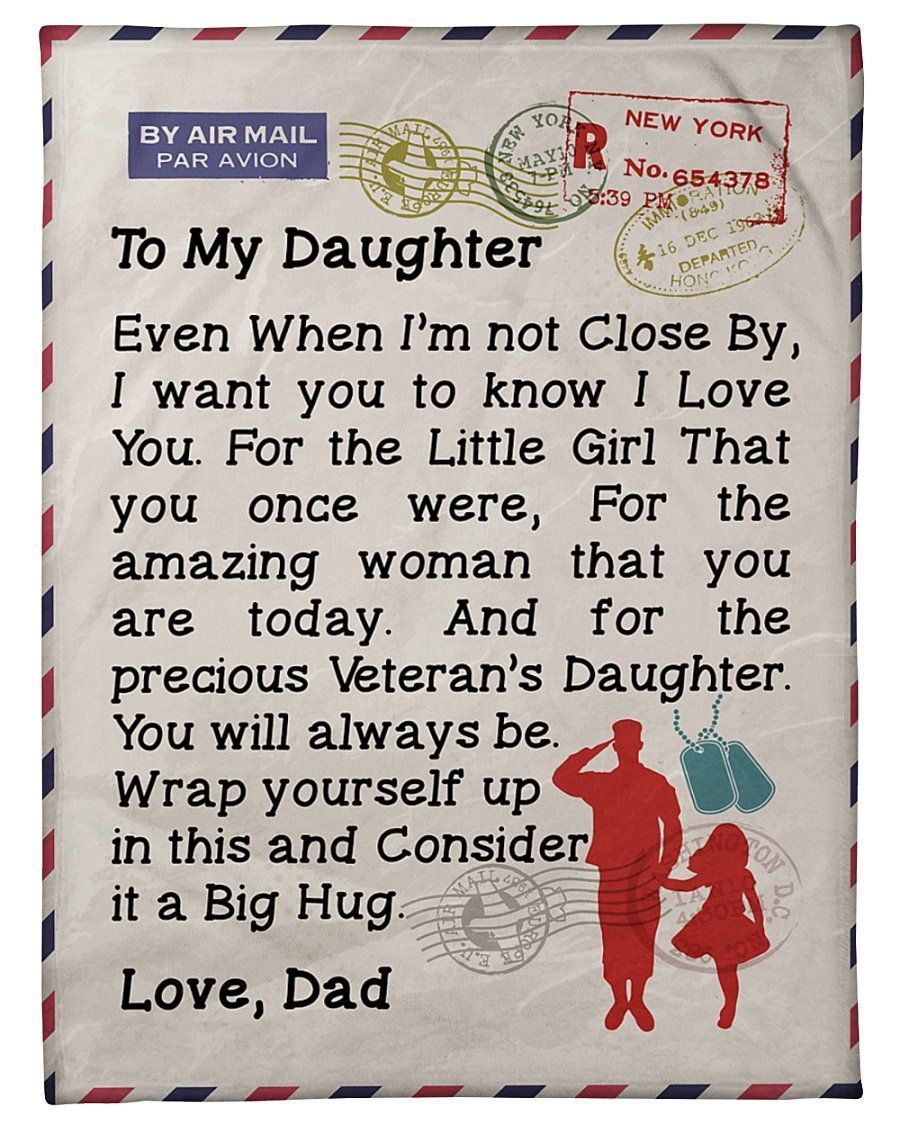 City Barks [Blanket] Gifts For Dad, Dad To Veteran’s Daughter I Love You -ZA219