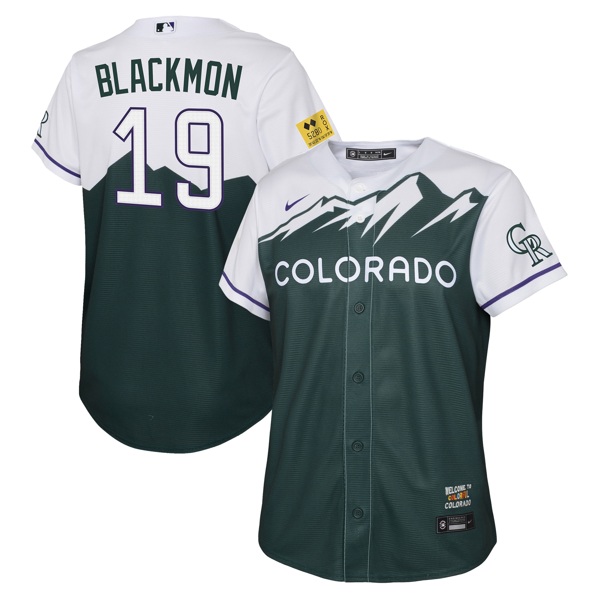 Youth Colorado Rockies Charlie Blackmon Green 2022 City Connect Player Jersey