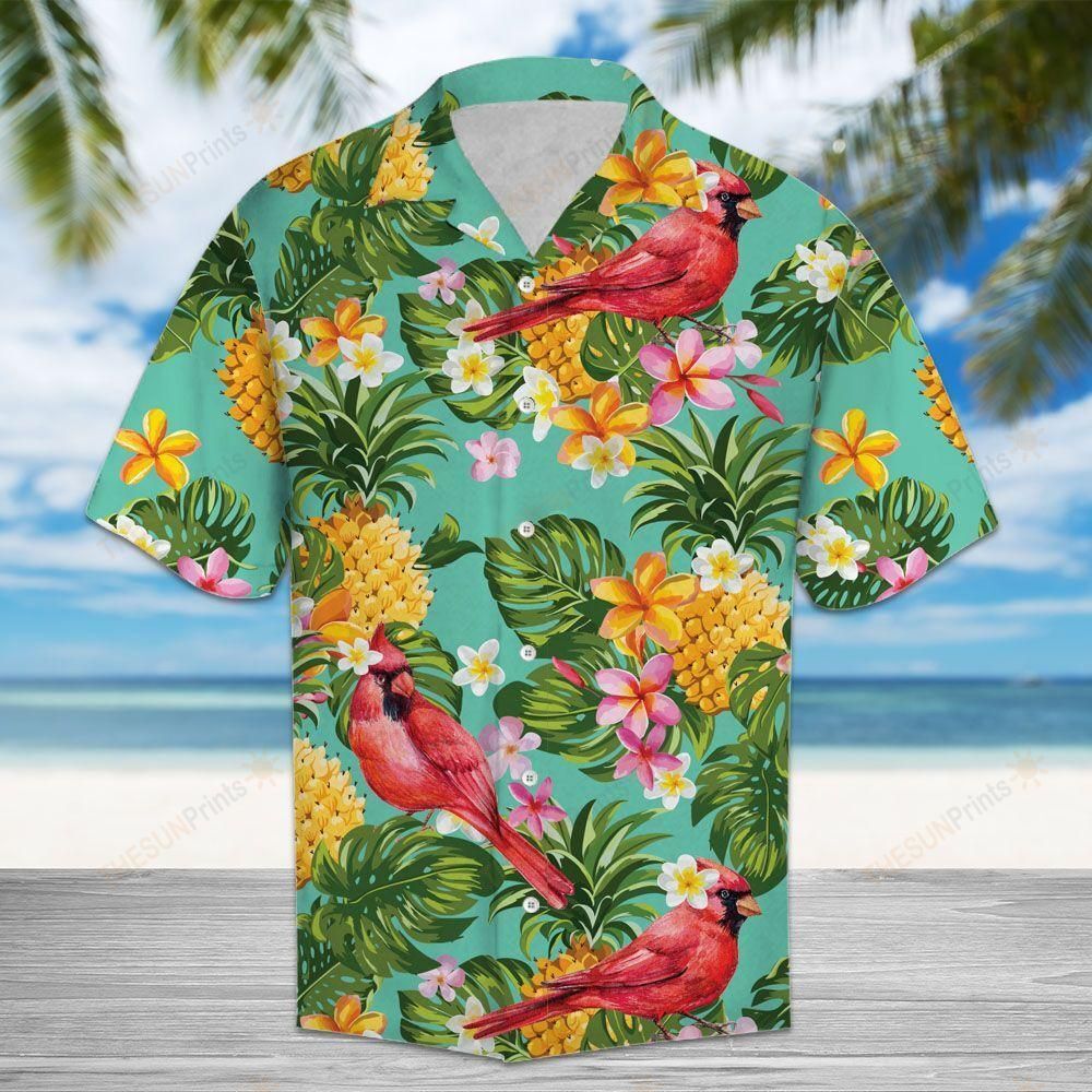 Tropical Pineapple Cardinal Hawaiian Shirt Ha66196