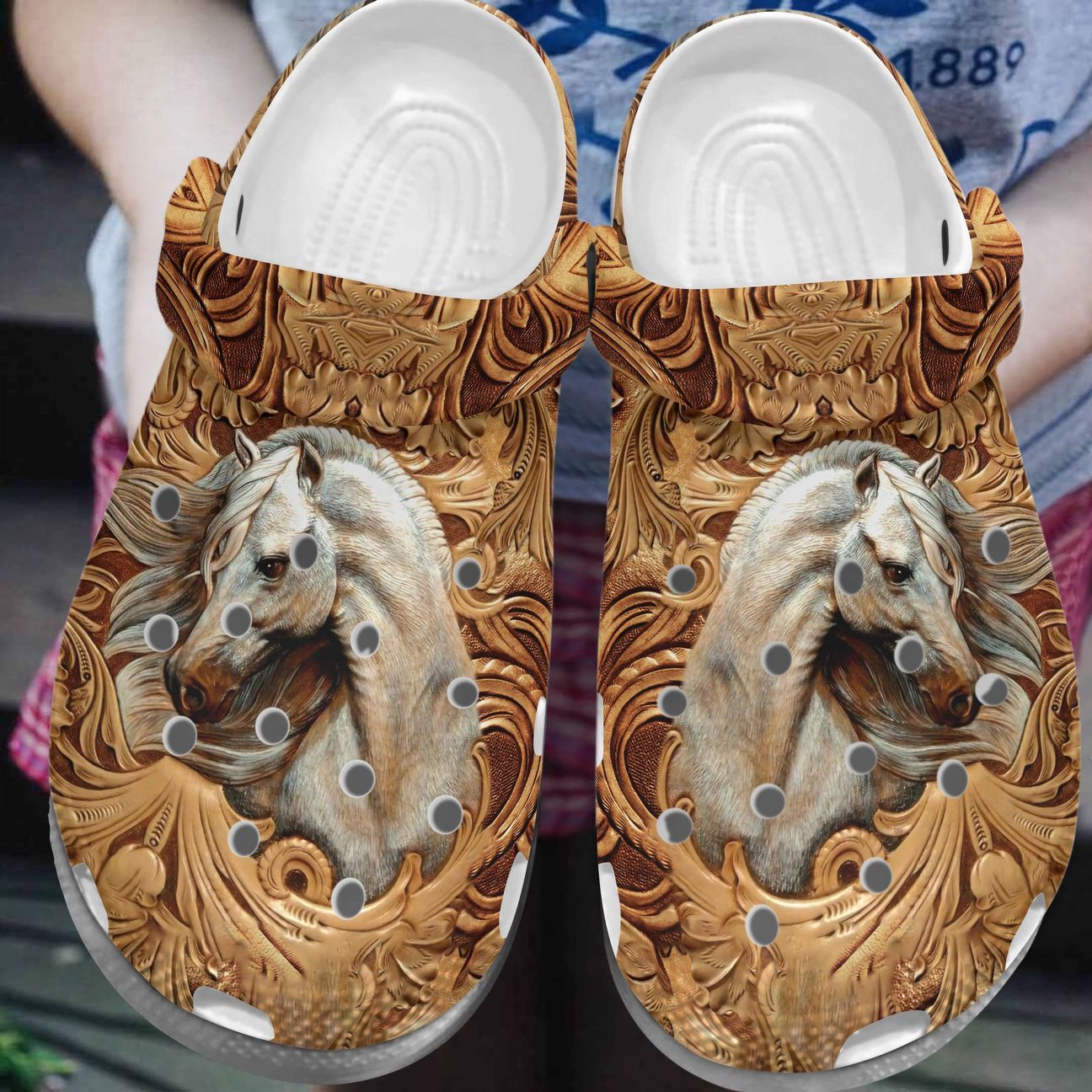 Horse Personalize Clog, Custom Name, Text, Fashion Style For Women, Men, Kid, Print 3D Carved Horse