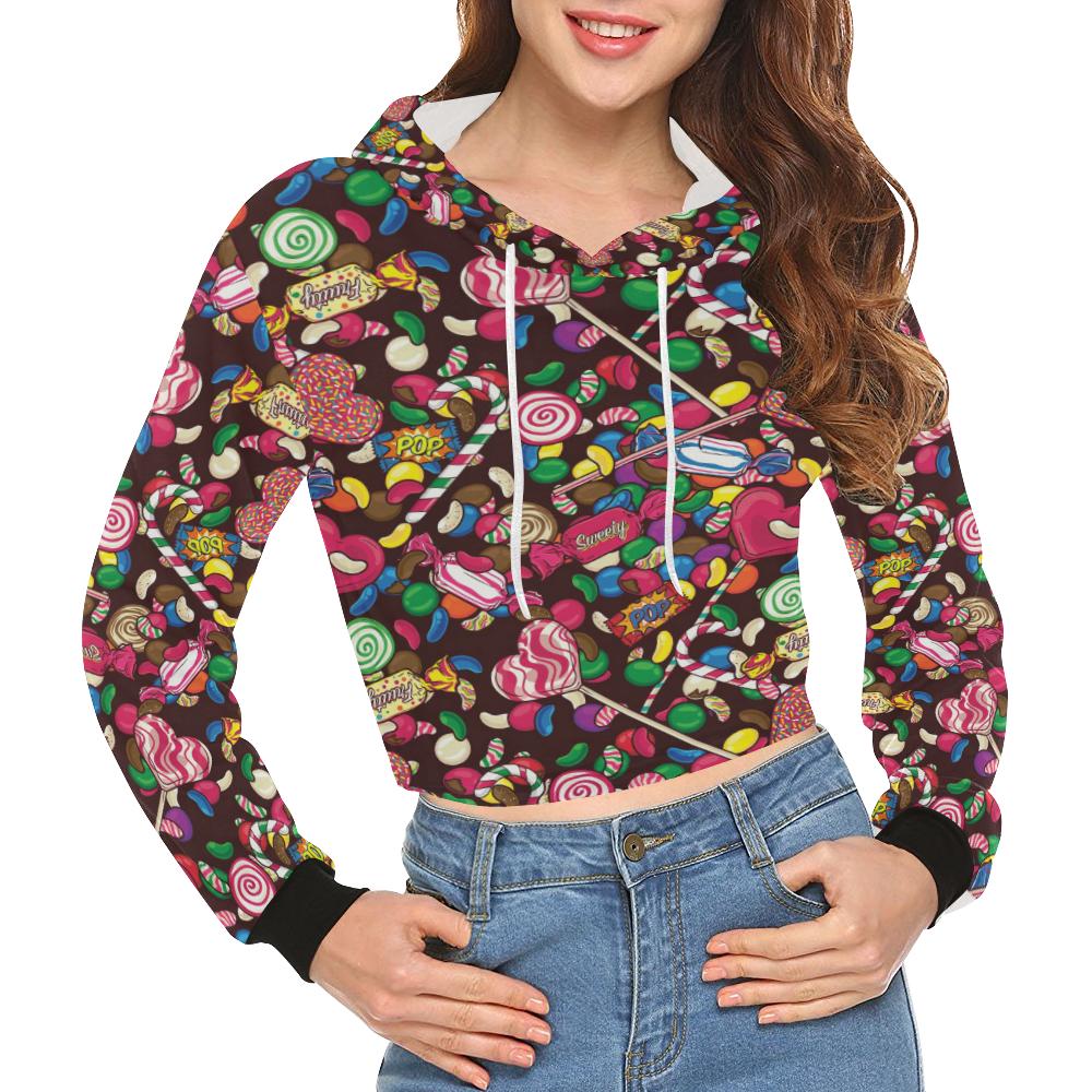 Candy Pattern Print Design Ca02 Women Cropped Hoodie