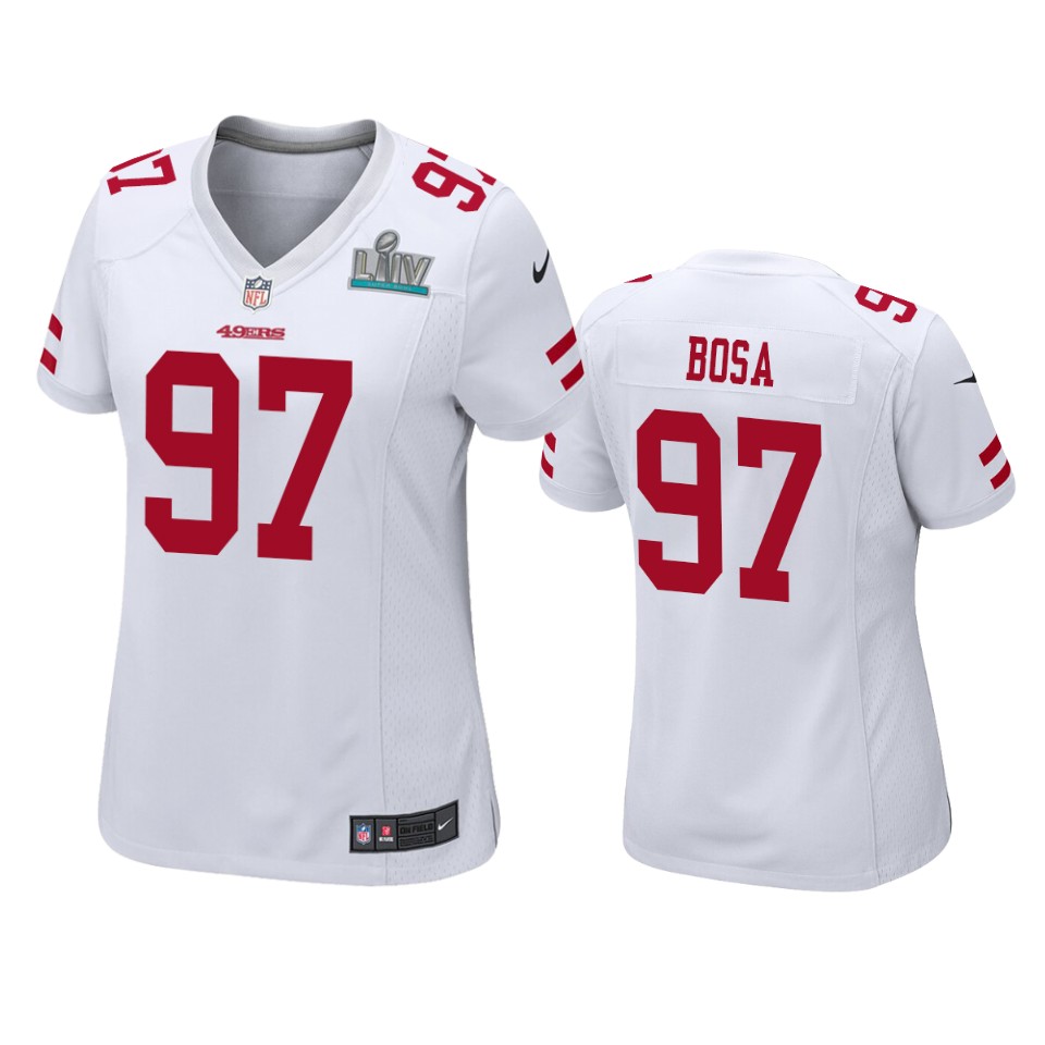 Womens San Francisco 49ers Nick Bosa White Super Bowl Liv Game Jersey