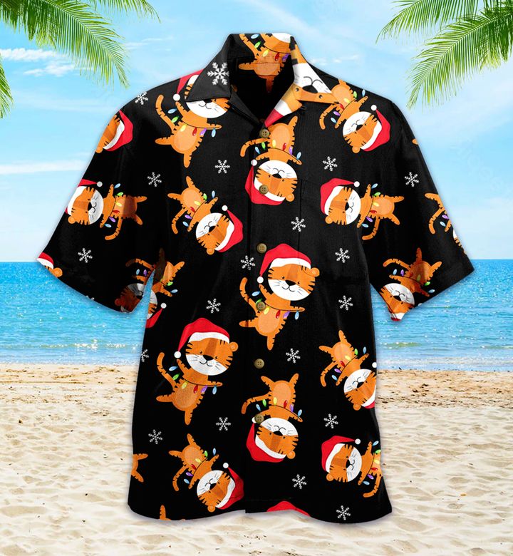 Tiger Lights New Years Orange Hawaiian Shirt 3D