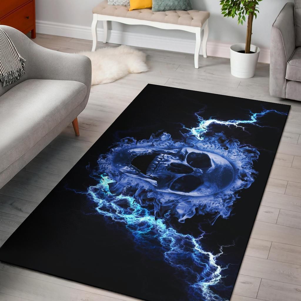 Blue Flaming Skull Area Limited Edition  Sku 263242 Rug