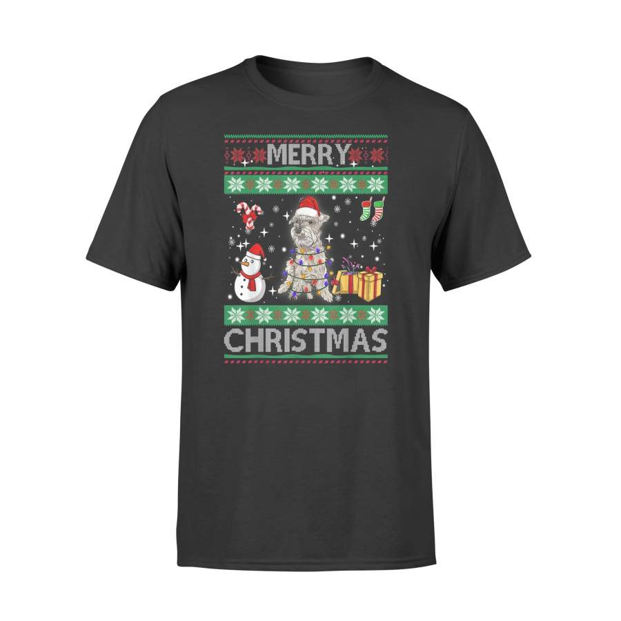 Schnauzer Dog Owner Ugly Christmas Santa Gift Funny T-Shirt – Standard T-shirt