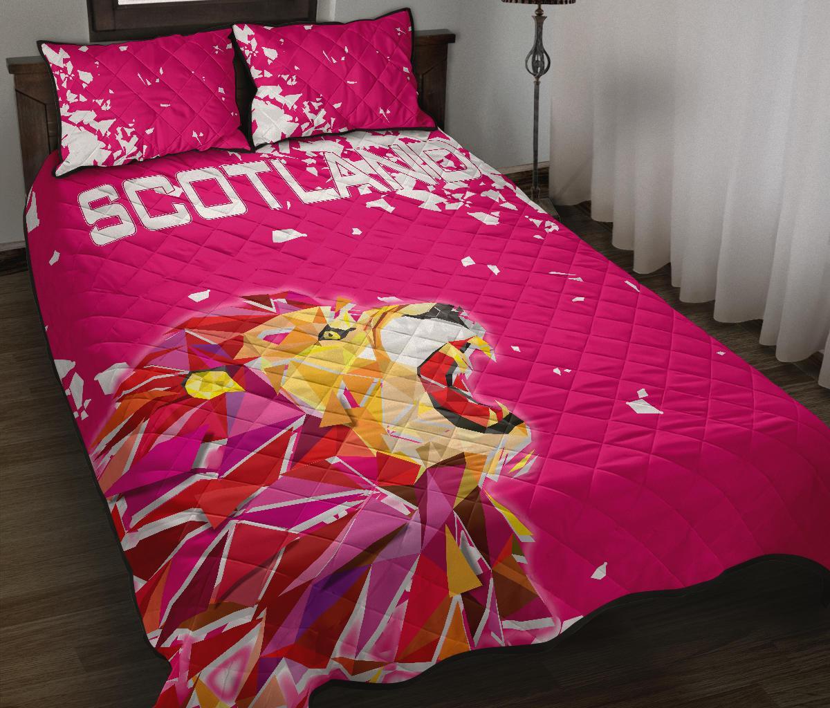 1stScotland Quilt Bed Set Pink Lion A27