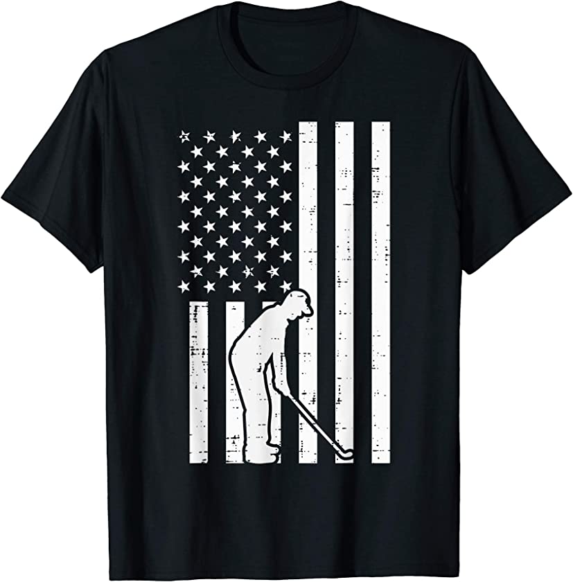 White American Flag Golfing Vintage Golf Patriotic Golfer T-Shirt